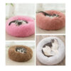 Dropshipping Fur Fluffy Donut Cheap Large Comfy Calming Dog Bed Luxury Washable Plush Warm Dogs Bed Animal Pet