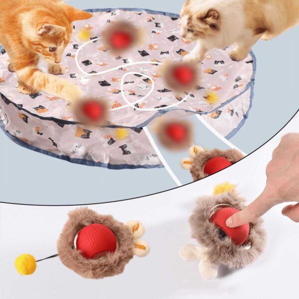 Rechargeable Electric Indoor Interactive Cat Toy Kitten Motion-Activated Hide Seek Toy with Plastic Hiding Cover Ex